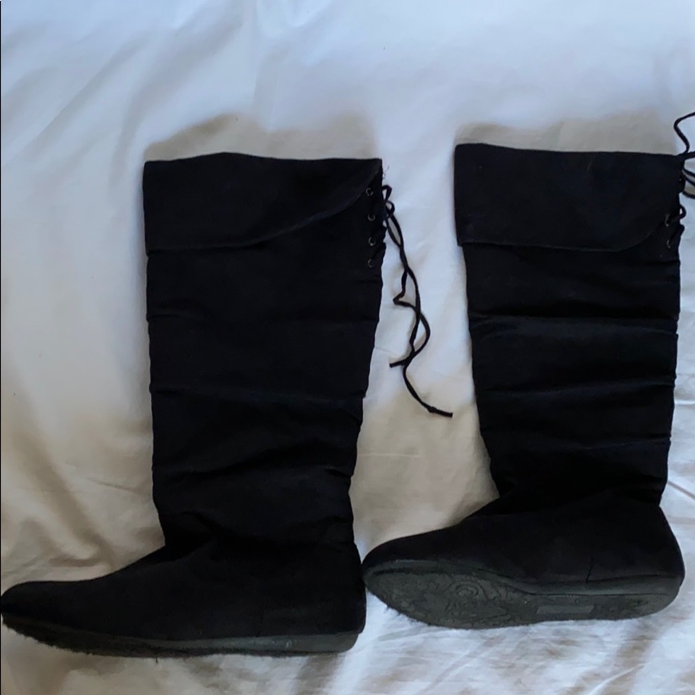 Women’s Black Suede Laced Tall Boots